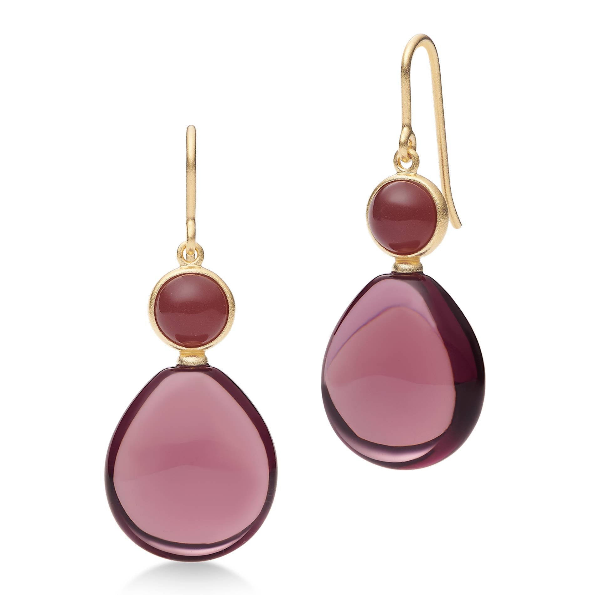 Julie Sandlau Prime Drop øreringe i 22 karat forgyldt sølv med Rhodolite Crystal