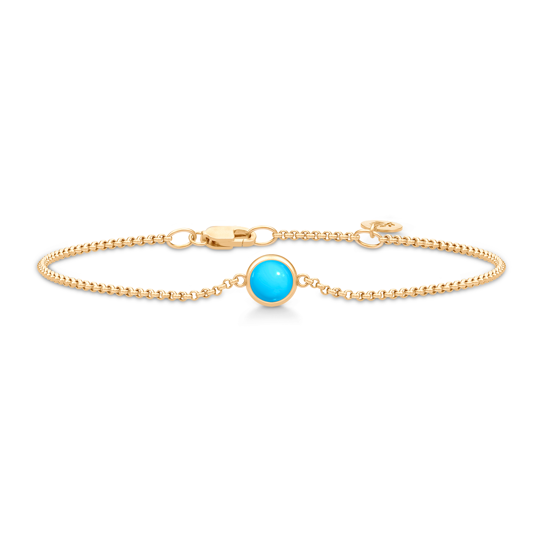 Julie Sandlau Primini armbånd i forgyldt sterlingsølv med turkis cabochon krystal