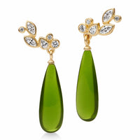 Julie Sandlau Treasure Drop øreringe i 22 karat forgyldt sølv med Moss Green Crystal og zirkonia