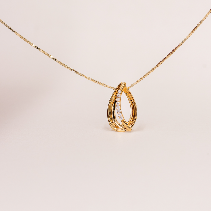 Lindo halskæde i forgyldt sølv med zirkonia vedhæng