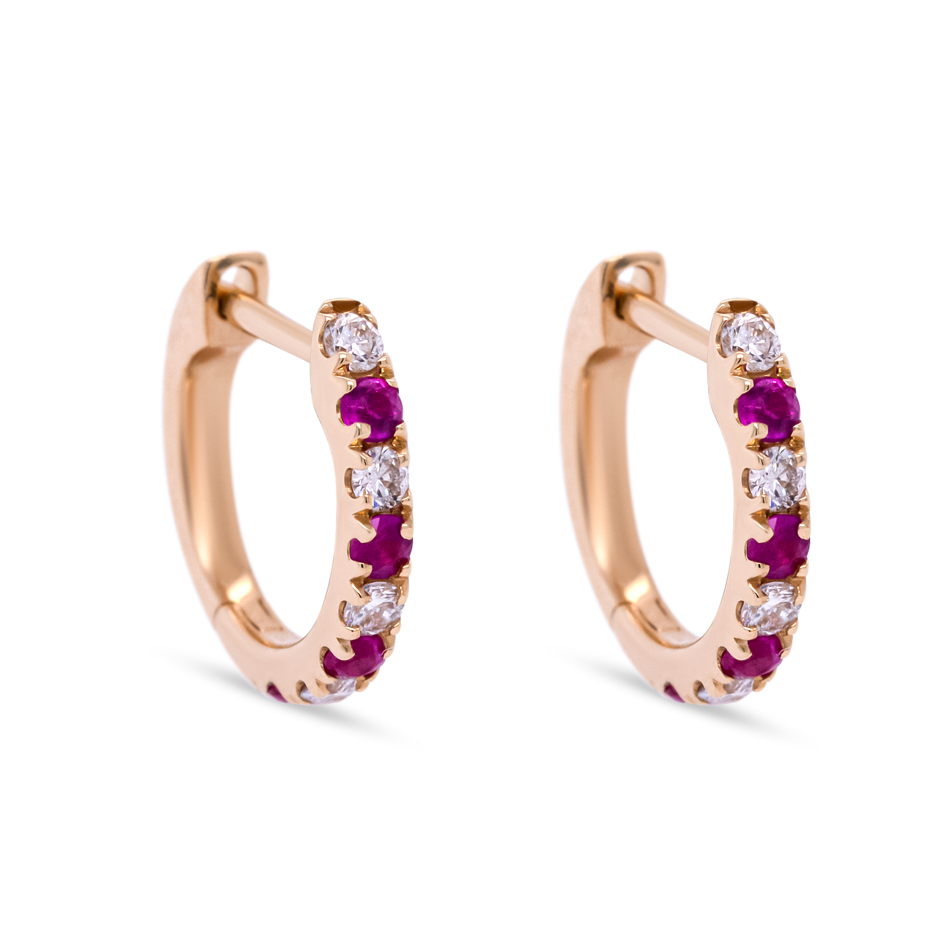 London creoler med rubiner og diamanter i 14 kt. guld