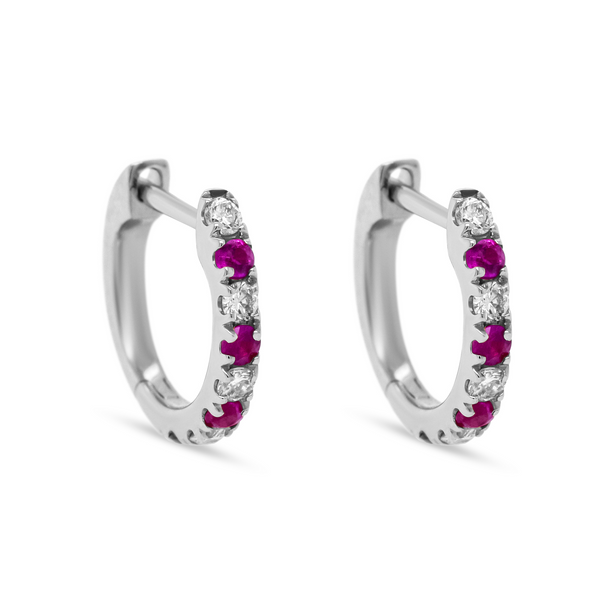 London creoler med rubiner og diamanter i 14 kt. hvidguld