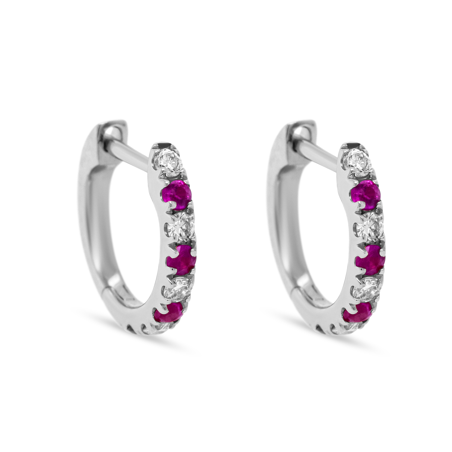 London creoler med rubiner og diamanter i 14 kt. hvidguld