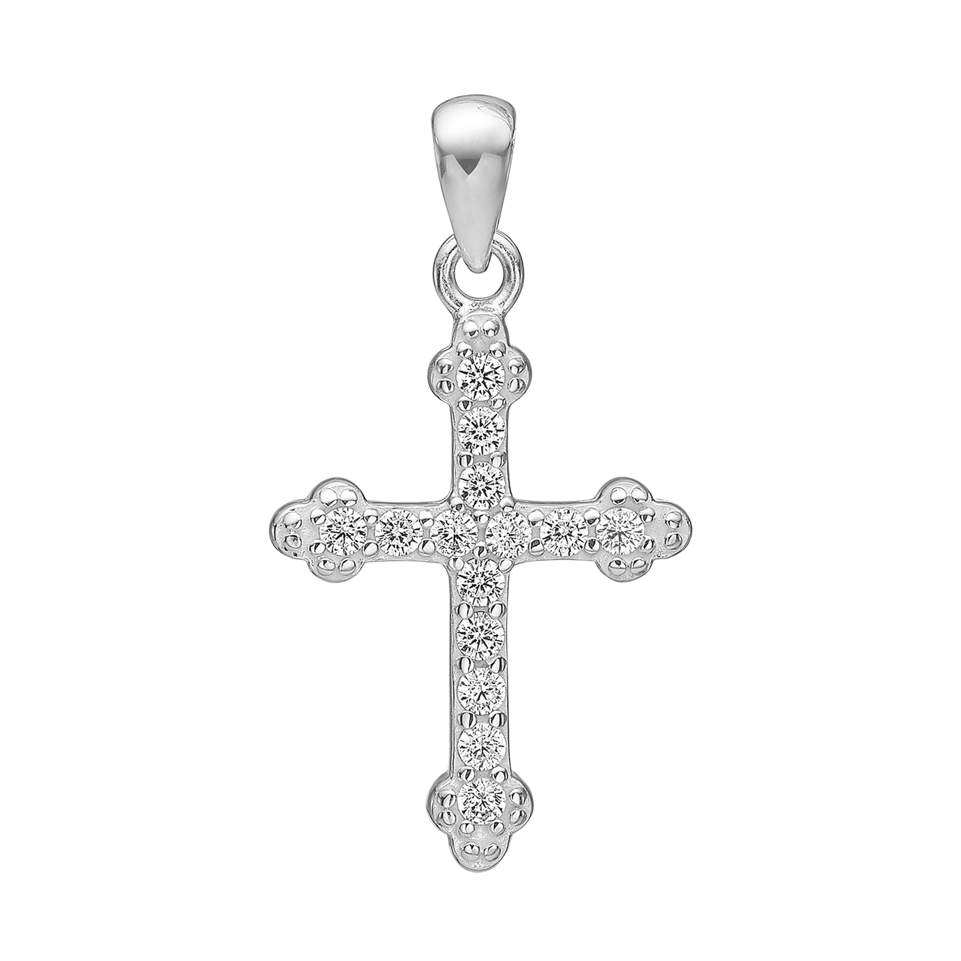 Lund Copenhagen kors vedhæng i sterling sølv med zirkonia 18x13 mm