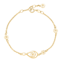 Lund Copenhagen Marguerit armbånd i forgyldt sølv med hvid emalje og infinity-symbol