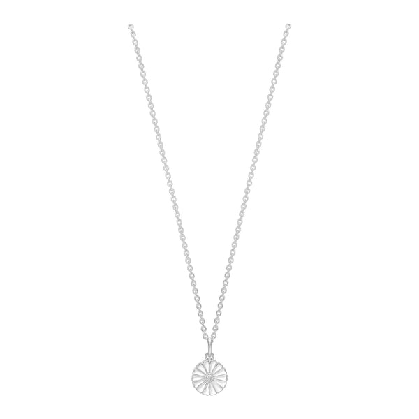 Lund Copenhagen Marguerit halskæde 11 mm i 925 sterlingsølv med hvid emalje og justerbar længde på 45-48 cm