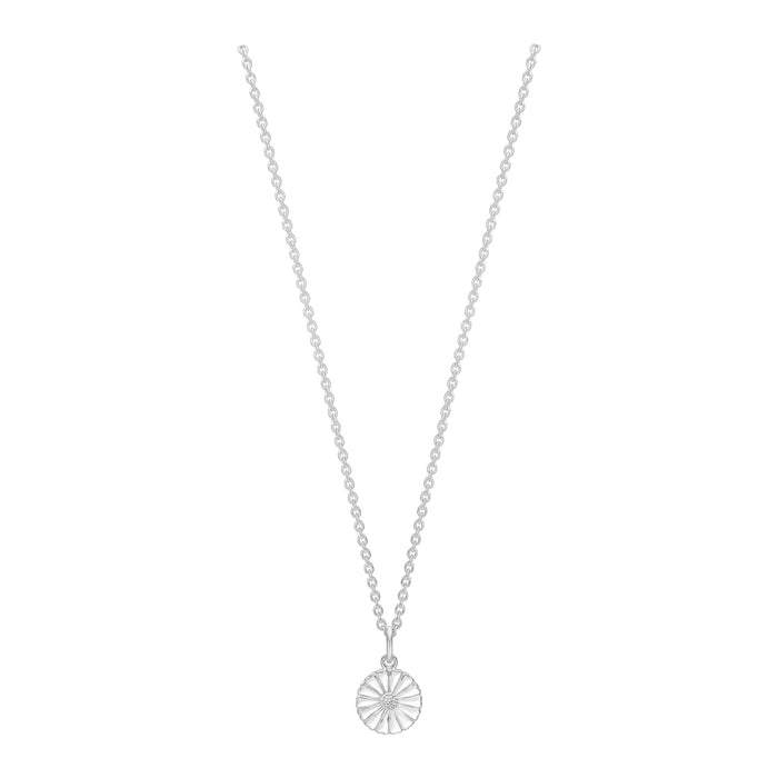 Lund Copenhagen Marguerit halskæde 11 mm i 925 sterlingsølv med hvid emalje og justerbar længde på 45-48 cm
