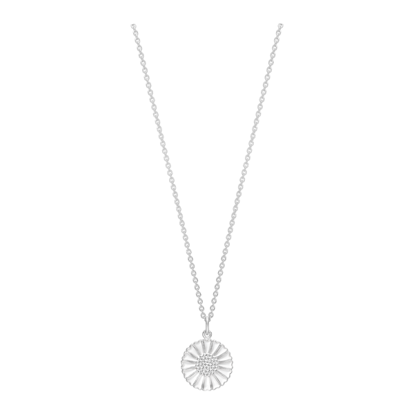 Lund Copenhagen Marguerit halskæde 18 mm i sterling sølv med hvid emalje