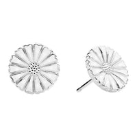Lund Copenhagen Marguerit ørestikker 11 mm i sølv med hvid emalje