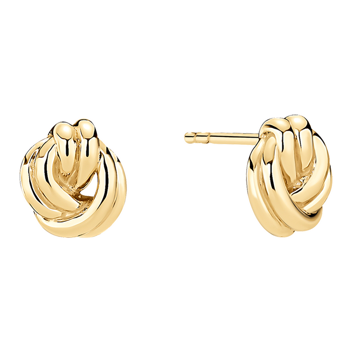 Lund Copenhagen ørestikker med knudedesign i 8 karat guld 8x7 mm
