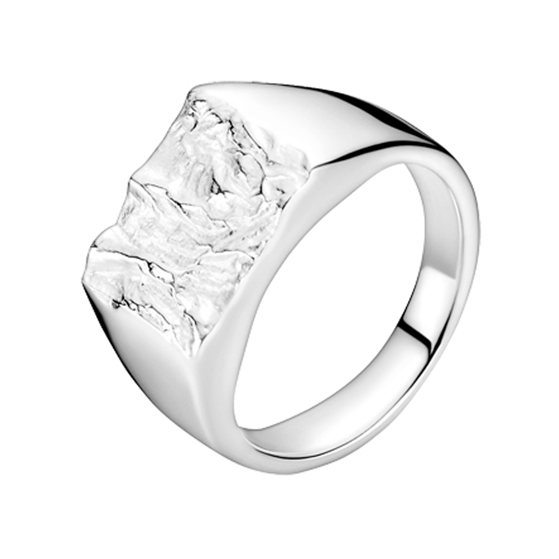 Lund Copenhagen rustik ring i 925 sterling sølv med mat struktureret front 13x11 mm