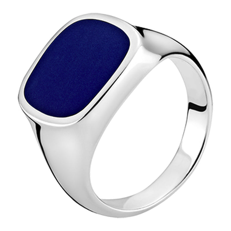 Lund Copenhagen ring i 925 sterlingsølv med blå syntetisk lapis lazuli 14x15 mm