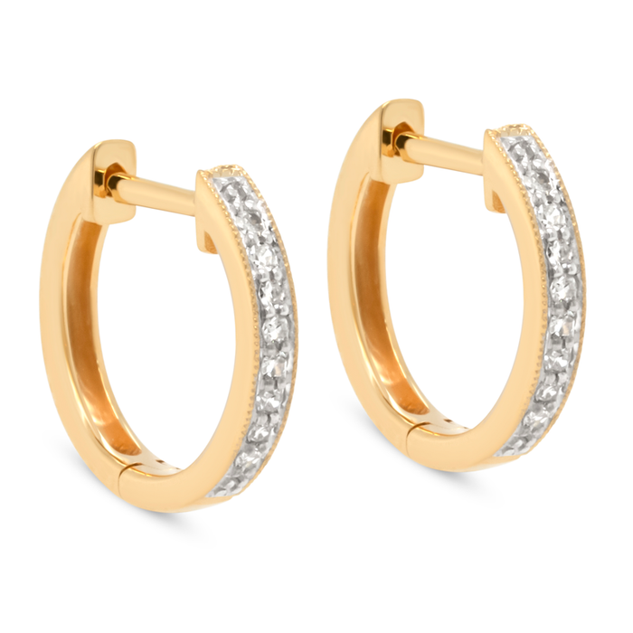 Packshot af Madrid creoler i 14 kt. guld med diamanter