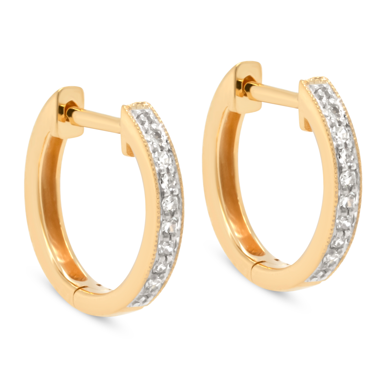 Packshot af Madrid creoler i 14 kt. guld med diamanter