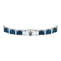 Maserati armbånd i blå keramik og rustfrit stål med trident logo