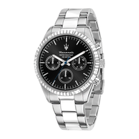 Maserati Competizione herreur 43 mm med sort urskive og stållænke.