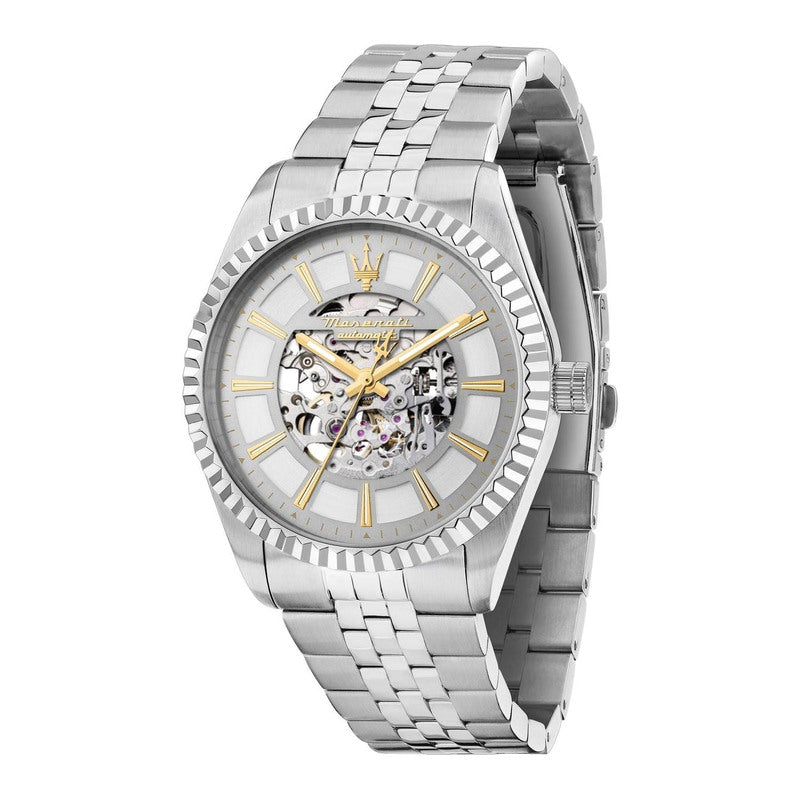 Maserati Competizione Automatic herreur 41 mm R8823100007 med sølvfarvet skeletskive og stållænke