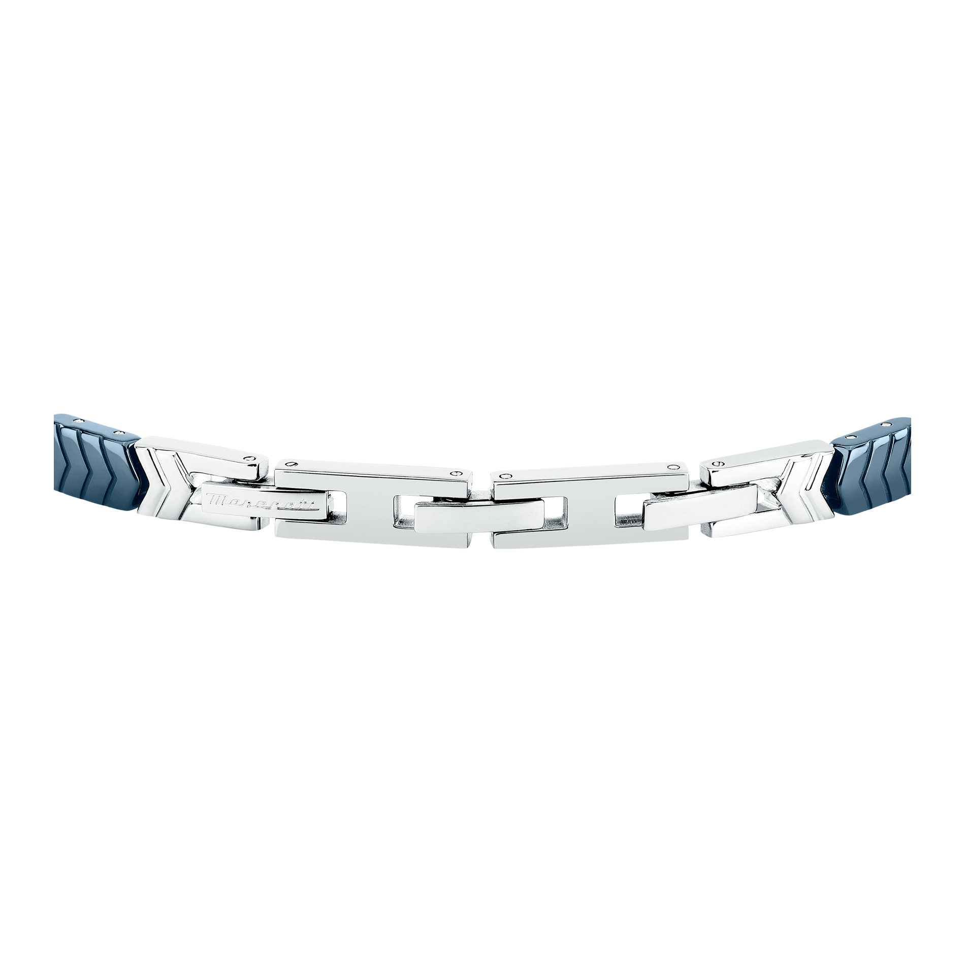Maserati JM226ATZ87 herrearmbånd i blå keramik og stål set fra bagsiden