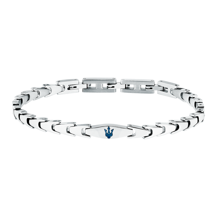 Maserati herrearmbånd profil med polerede stålled og blå detalje
