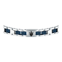 Maserati ikon herrearmbånd i rustfrit stål med blå teksturerede detaljer
