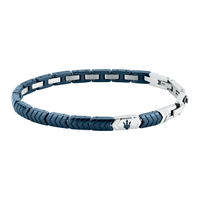 Maserati JM226ATZ87 herrearmbånd i stål med blå keramik og struktur