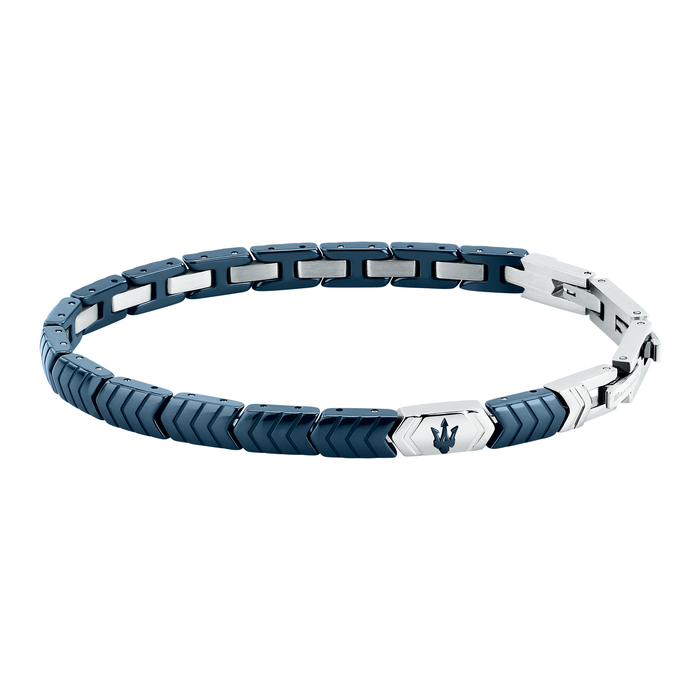 Maserati JM226ATZ87 herrearmbånd i stål med blå keramik og struktur