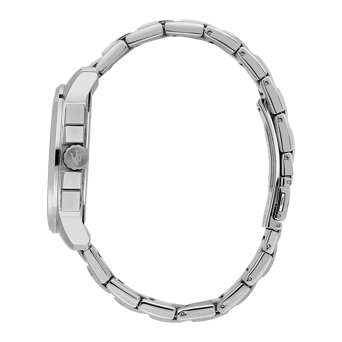 Sideprofil af Maserati Successo Chronograph herreur i rustfrit stål.
