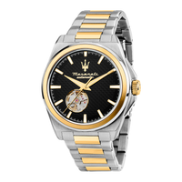 Maserati Velocita Automatic herreur 41 mm med sort urskive og stållænke.