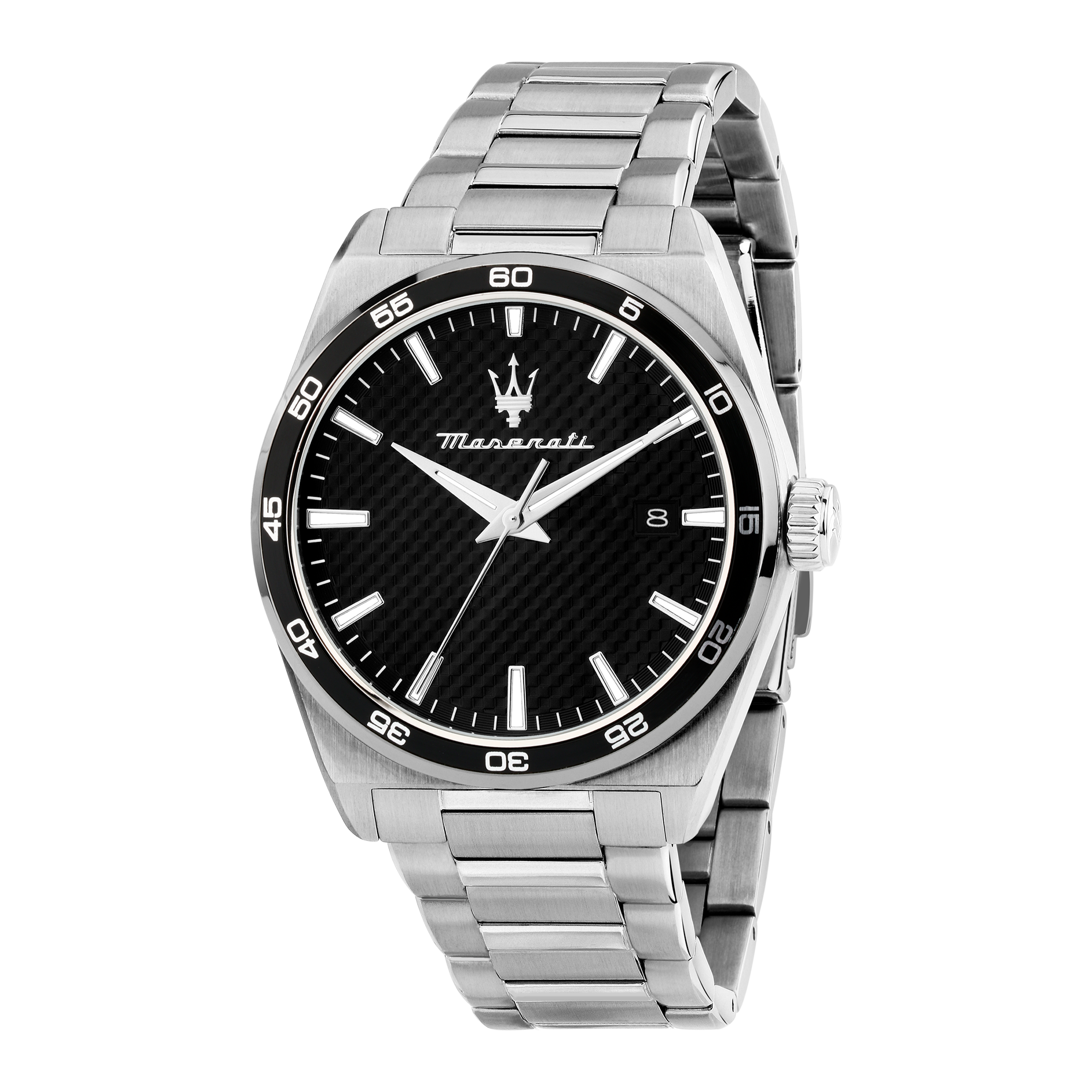 Maserati Velocita herreur 41 mm med sort urskive og stållænke.
