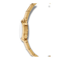 Sideprofil af Michael Kors Billie MK7567 med guldfarvet urkasse og slankt design.