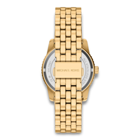 Bagside af Michael Kors Bryant MK7581 med guldfarvet stållænke og foldespænde.