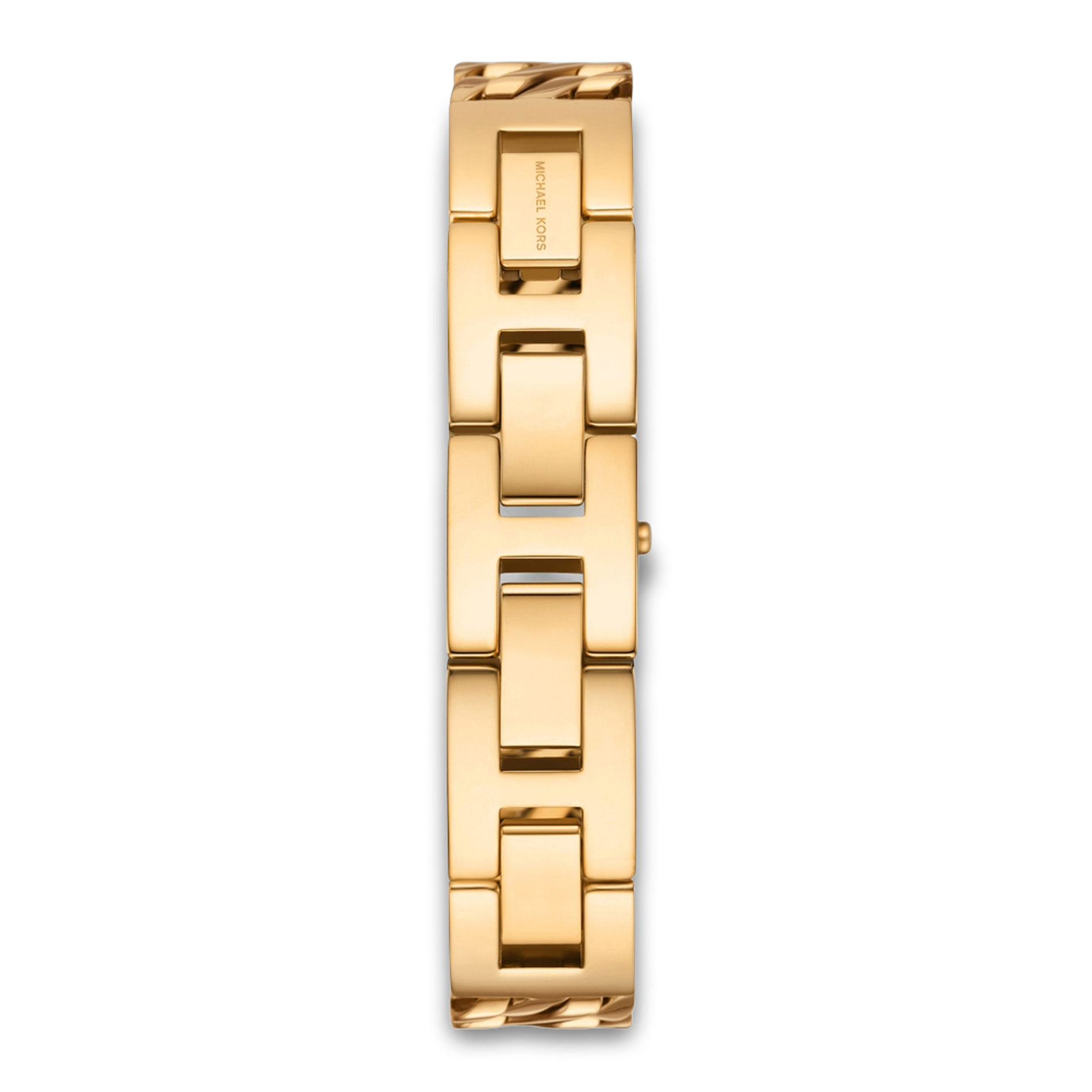 Bagside af Michael Kors Darrington MK4907 med guldfarvet lænke.