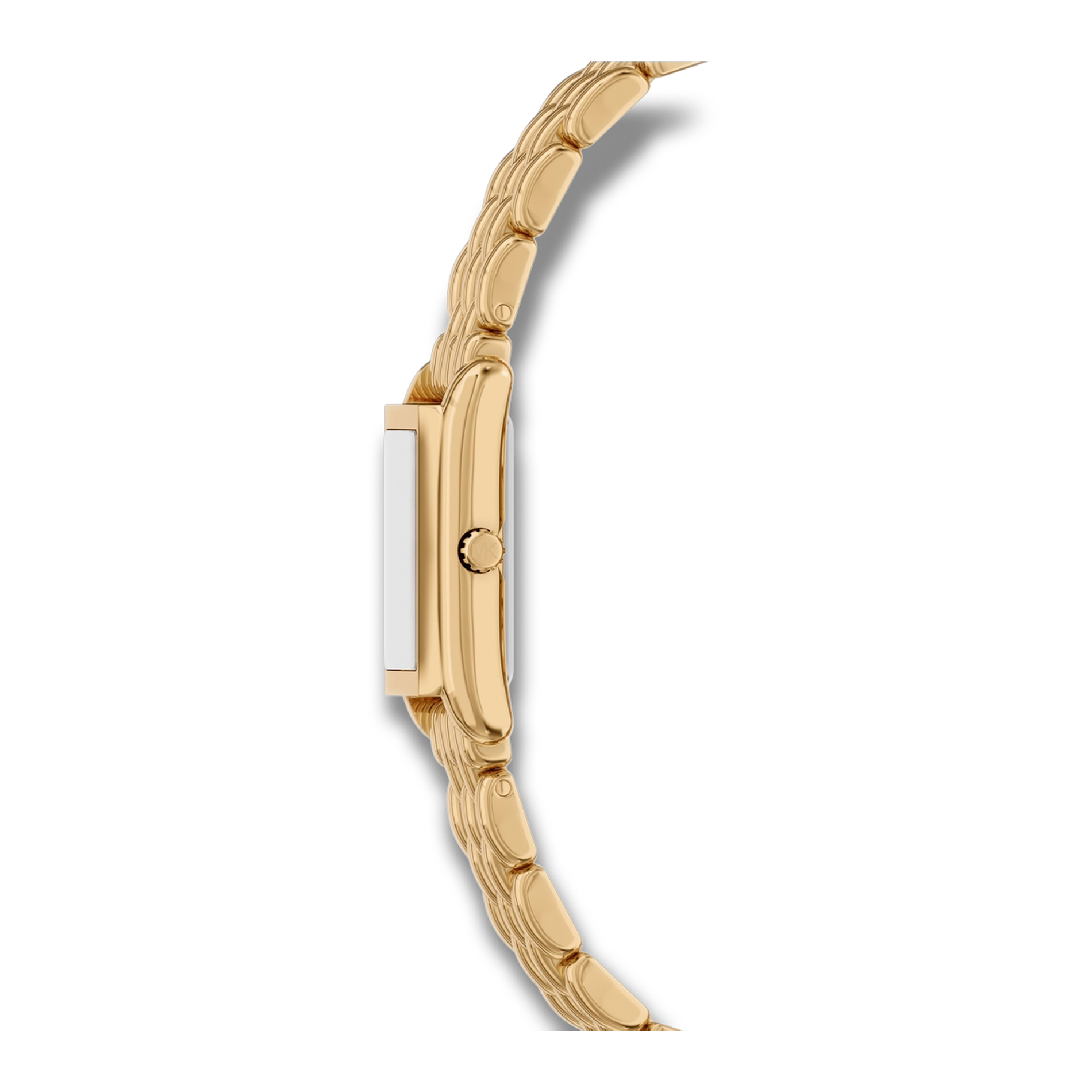 Sideprofil af Michael Kors Essex MK4997 i guldfarvet rustfrit stål.