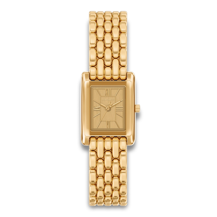 Michael Kors Essex dameur 20 mm i guldfarvet stål med rektangulær urskive.