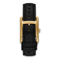 Bagside af Michael Kors Essex MK4965 med sort læderrem og spænde.