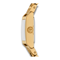 Sideprofil af Michael Kors Georgie dameur i guldfarvet rustfrit stål.