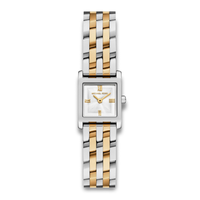 Michael Kors Georgie MK7612 dameur i tofarvet rustfrit stål med firkantet sølvhvid urskive.