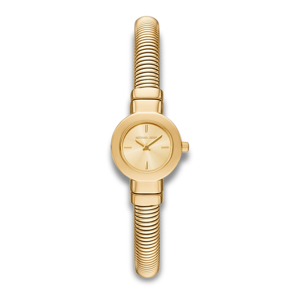 Michael Kors Gramercy dameur 21 mm i guldfarvet rustfrit stål med guldfarvet urskive.
