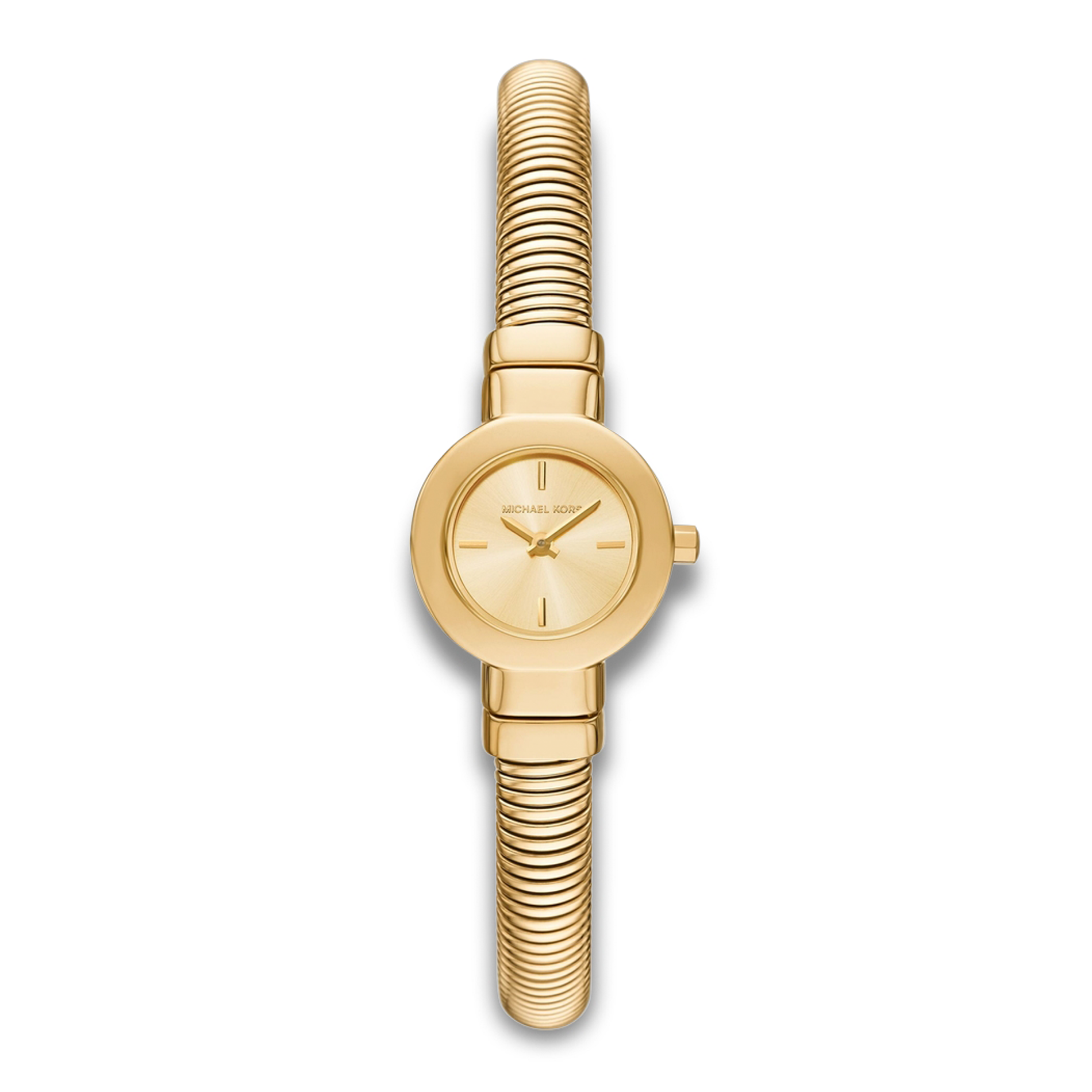 Michael Kors Gramercy dameur 21 mm i guldfarvet rustfrit stål med guldfarvet urskive.