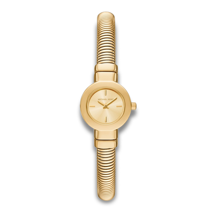 Michael Kors Gramercy dameur 21 mm i guldfarvet rustfrit stål med guldfarvet urskive.