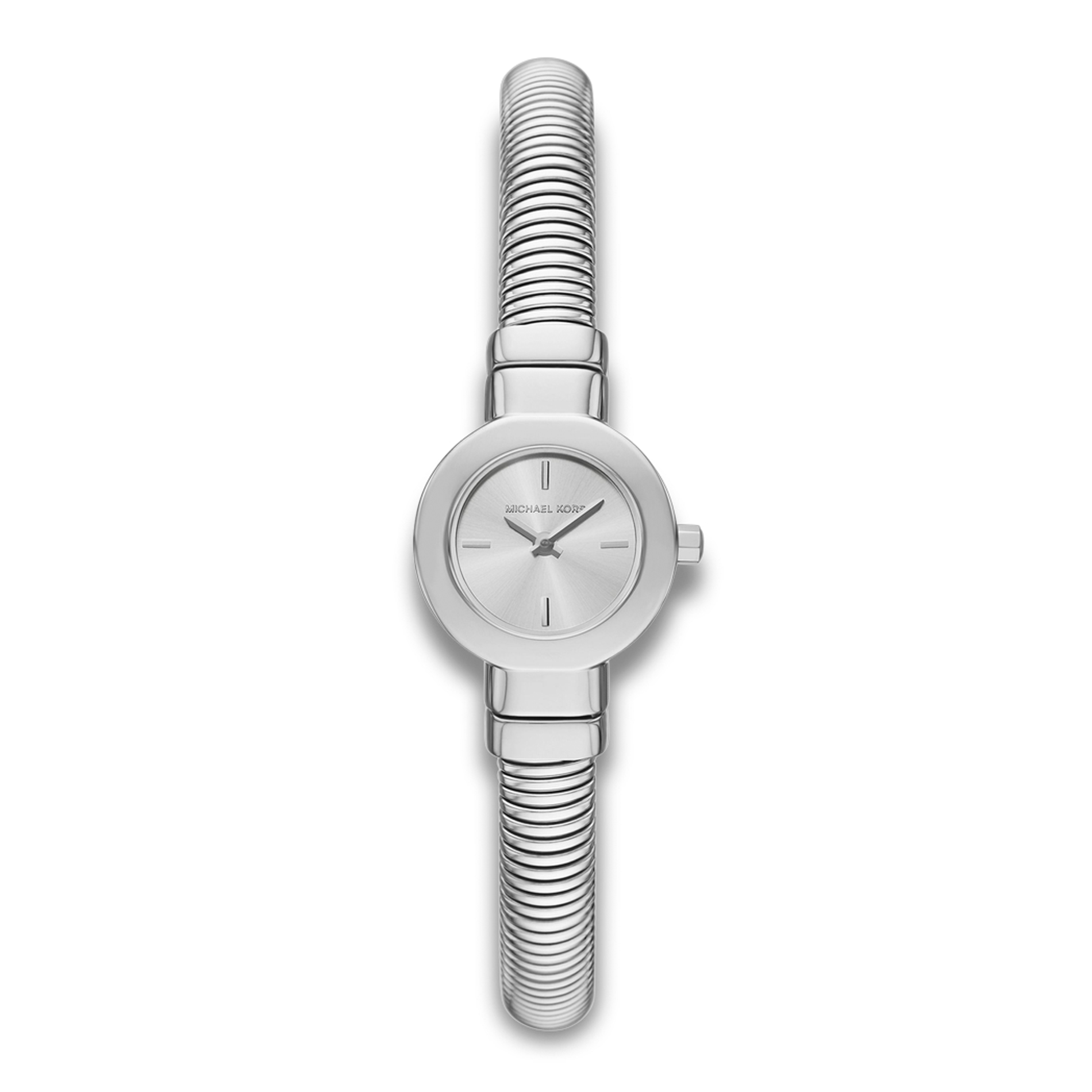 Michael Kors Gramercy dameur 21 mm i sølvfarvet rustfrit stål med sølvfarvet urskive.