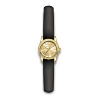 Michael Kors Lexington dameur med sort læderrem og guldfarvet urkasse.