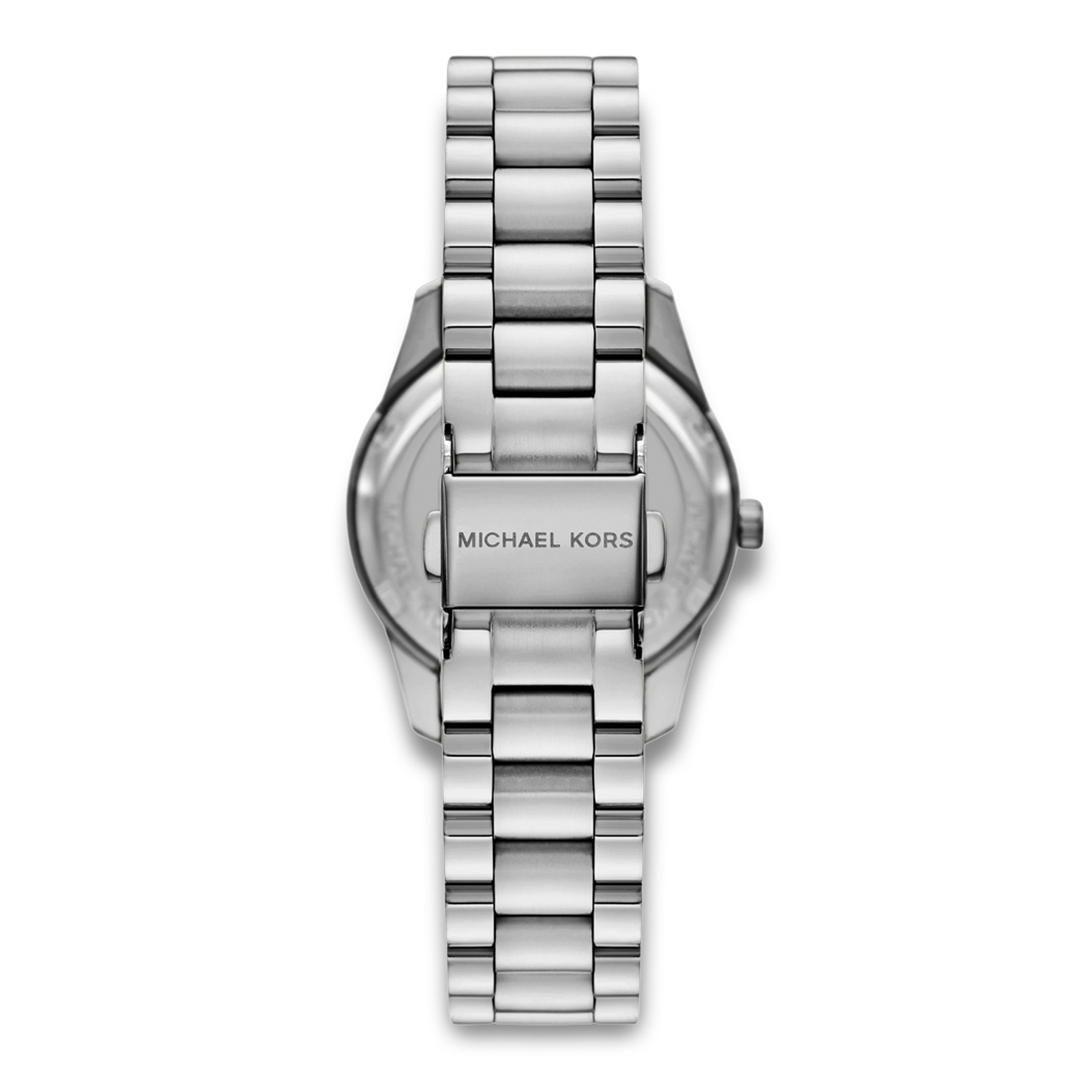 Bagside af Michael Kors Lexington Lux MK4979 med sølvfarvet stållænke.