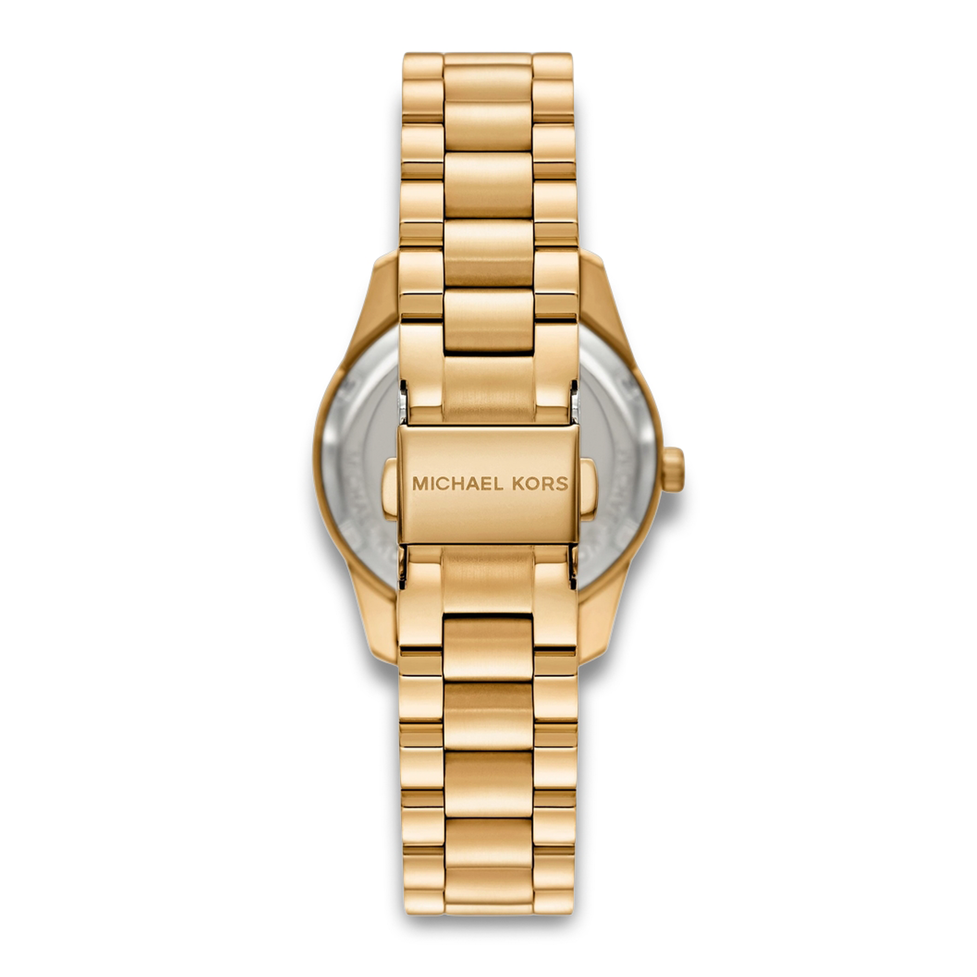 Bagside af Michael Kors Lexington Lux MK4982 med guldfarvet stållænke.