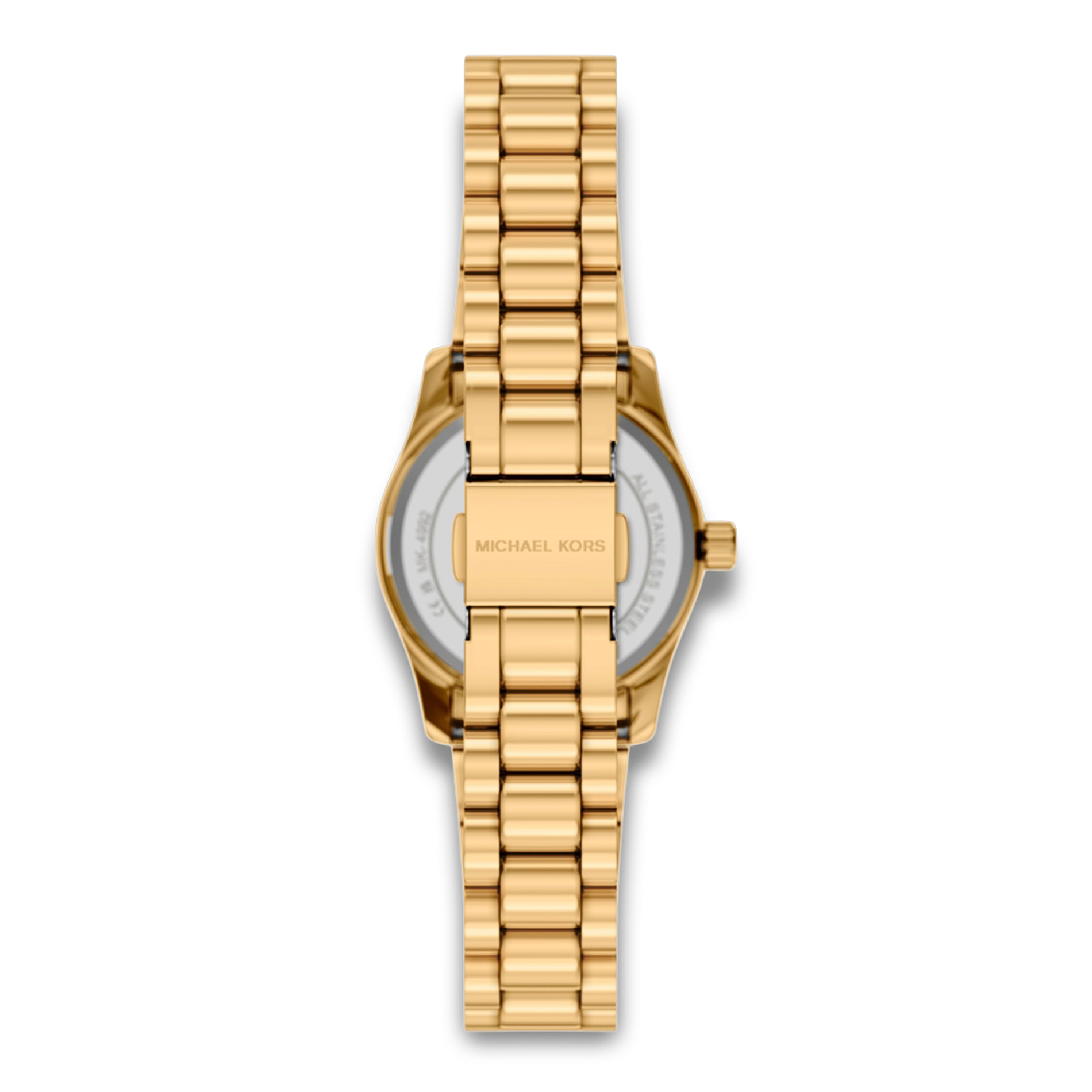 Bagside af Michael Kors Lexington Set MK4992SET med guldfarvet stållænke.