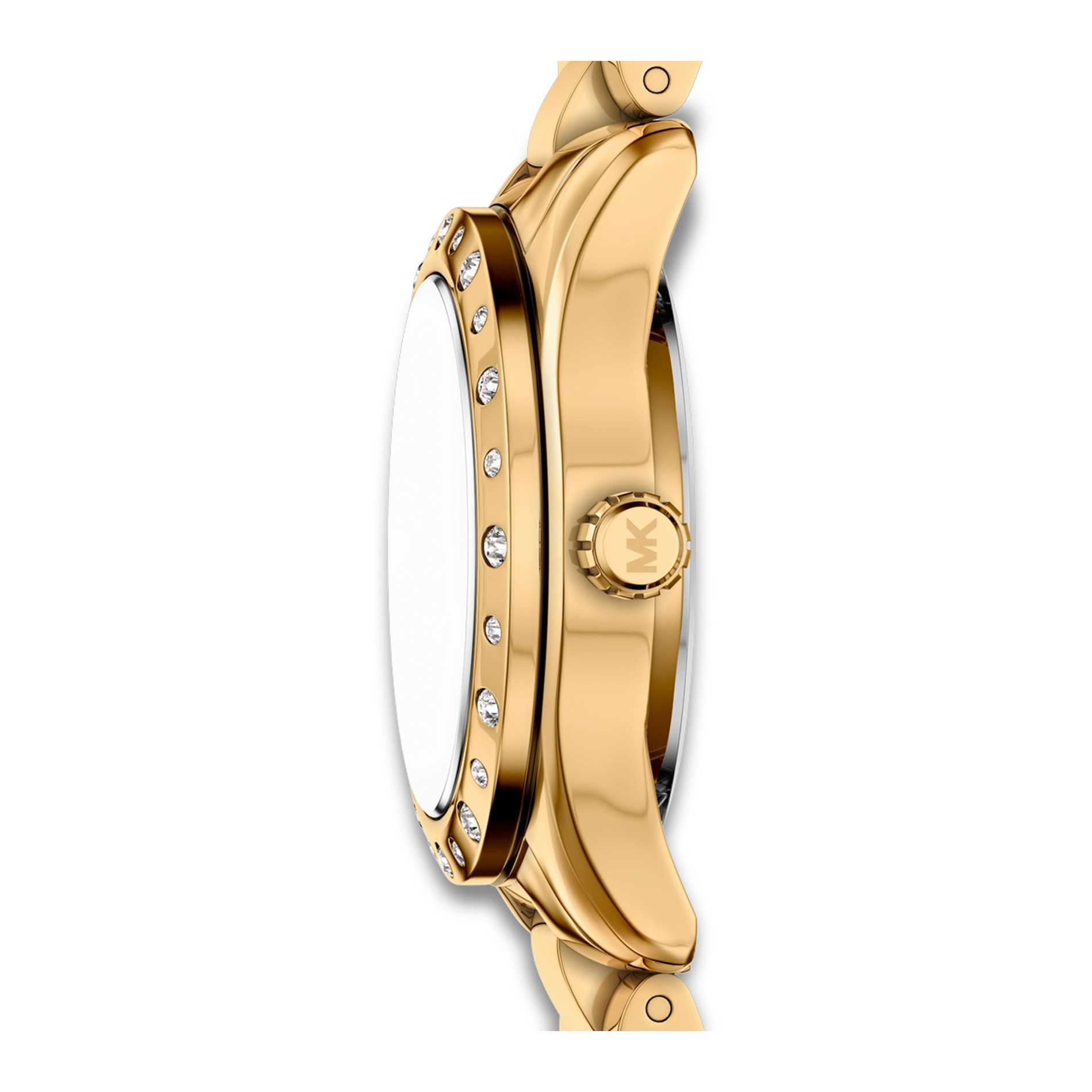 Sideprofil af Michael Kors Lexington Set MK4992SET med krystalbesat lynette.