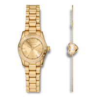 Michael Kors Lexington Set dameur 26 mm med matchende guldfarvet armbånd.