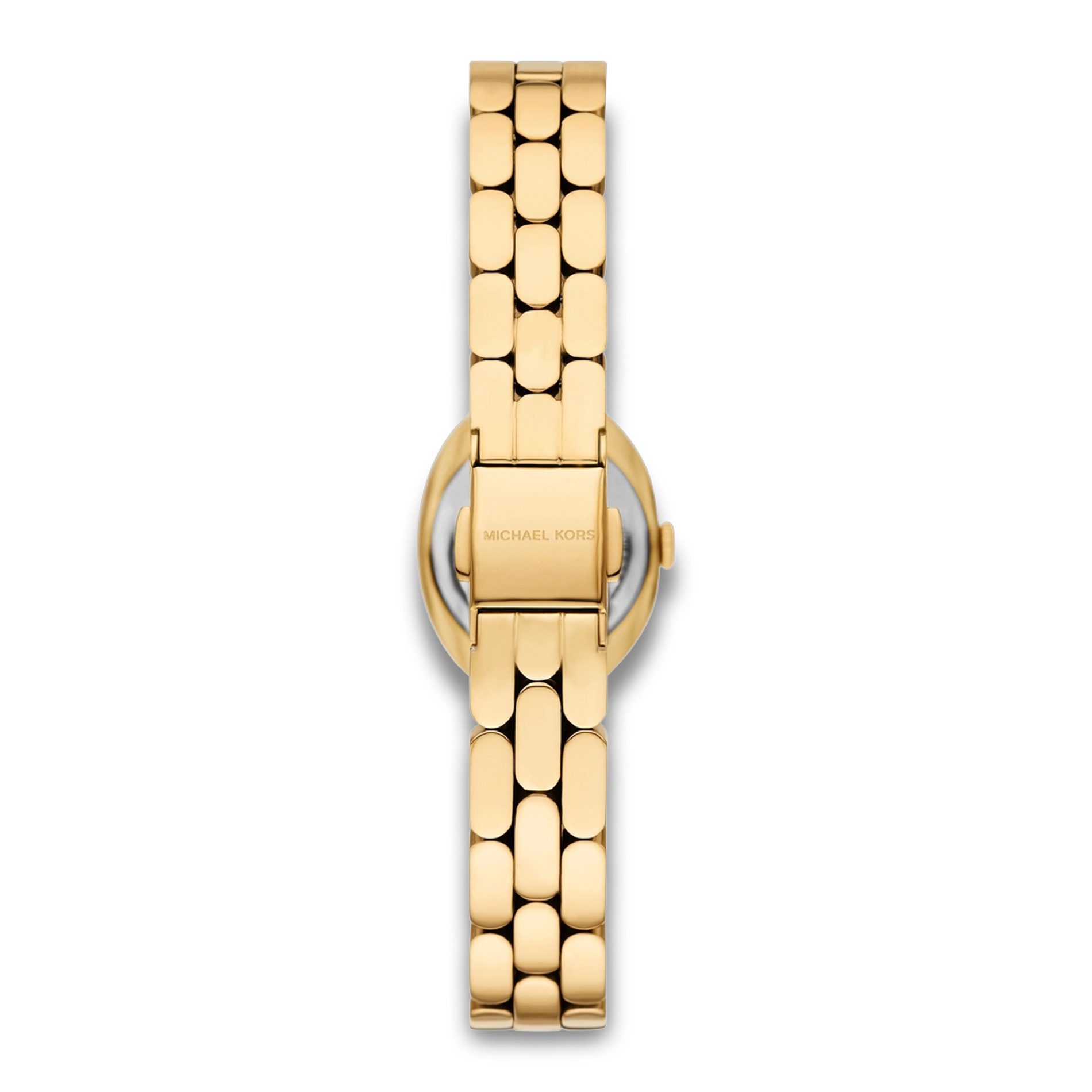 Bagside af Michael Kors Maude MK4955 med guldfarvet stållænke.