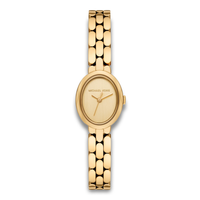 Michael Kors Maude dameur 20 mm med oval guldfarvet urkasse og stållænke.