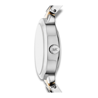 Sideprofil af Michael Kors Maude MK4956 med oval urkasse i rustfrit stål.